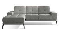 Canapé d'angle gauche 5 places tissu gris chiné Torpille 265 cm