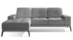 Canapé d'angle gauche 5 places tissu gris clair Torpille 265 cm