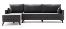 Canapé d'angle gauche 5 places tissu gris foncé Kandy 275 cm