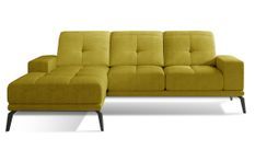 Canapé d'angle gauche 5 places tissu jaune Torpille 265 cm