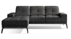 Canapé d'angle gauche 5 places tissu noir chiné Torpille 265 cm
