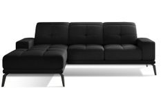 Canapé d'angle gauche 5 places tissu noir Torpille 265 cm
