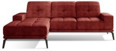 Canapé d'angle gauche 5 places tissu suédine rouge brique Torpille 265 cm