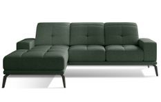 Canapé d'angle gauche 5 places tissu vert avocat Torpille 265 cm