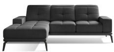 Canapé d'angle gauche 5 places velours gris foncé Torpille 265 cm