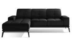 Canapé d'angle gauche 5 places velours noir Torpille 265 cm