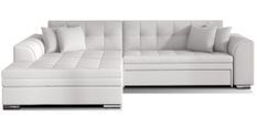 Canapé d'angle gauche convertible 4 places simili blanc Looka 295 cm