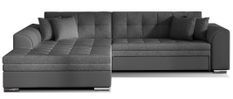 Canapé d'angle gauche convertible 4 places tissu et simili gris Looka 295 cm