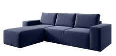 Canapé d'angle gauche convertible moderne tissu doux bleu turquin Sonak 302 cm