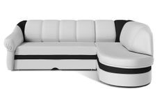Canapé d'angle droit convertible simili blanc et noir Sundy 250 cm