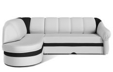 Canapé d'angle gauche convertible simili blanc et noir Sundy 250 cm