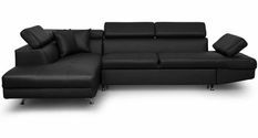 Canapé d'angle gauche convertible simili cuir noir Mio 271 cm