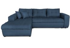 Canapé d'angle gauche convertible tissu bleu pétrole Moovy 246 cm