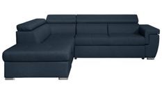 Canapé d'angle gauche convertible tissu bleu pétrole Nivy 260 cm