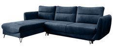 Canapé d'angle gauche convertible tissu doux bleu nuit Zurik 276 cm
