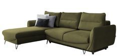 Canapé d'angle gauche convertible tissu doux vert olive Zurik 276 cm
