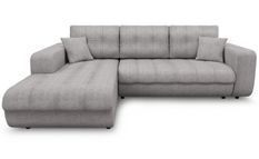 Canapé d'angle gauche convertible tissu gris clair Moovy 246 cm