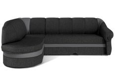 Canapé d'angle gauche convertible tissu gris foncé chiné et simili gris clair Sundy 250 cm