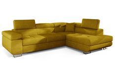 Canapé d'angle gauche convertible tissu jaune moutarde Marka 275 cm