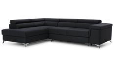 Canapé d'angle gauche convertible tissu noir Marido 275 cm