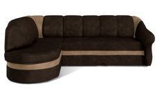 Canapé d'angle gauche convertible velours marron foncé et marron clair Sundy 250 cm