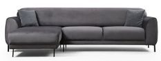 Canapé d'angle gauche design velours gris foncé et pieds acier noir Liza