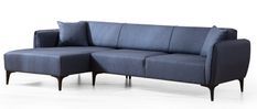 Canapé d'angle gauche tissu bleu Bellano 270 cm