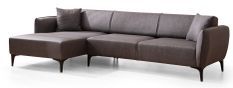 Canapé d'angle gauche tissu gris foncé Bellano 270 cm