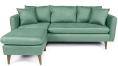 Canapé d'angle gauche tissu vert d'eau avec pieds en bois naturel Rival 215 cm