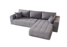 Canapé d'angle MILO Droite en velours bleu avec fonction couchage