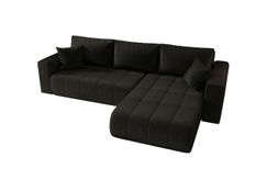 Canapé d'angle MILO Droite en velours gris foncé avec fonction couchage