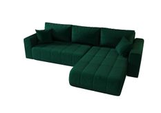 Canapé d'angle MILO Droite en velours vert avec fonction couchage