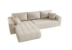 Canapé d'angle MILO Gauche en velours beige avec fonction couchage