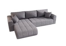 Canapé d'angle MILO Gauche en velours bleu avec fonction couchage