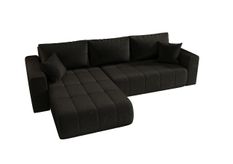 Canapé d'angle MILO Gauche en velours gris foncé avec fonction couchage