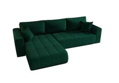 Canapé d'angle MILO Gauche en velours vert avec fonction couchage