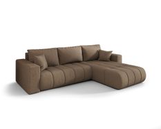 Canapé d'angle MILO PREMIUM Droite en velours brun avec fonction couchage