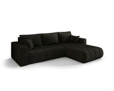 Canapé d'angle MILO PREMIUM Droite en velours gris foncé avec fonction couchage