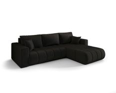 Canapé d'angle MILO PREMIUM Droite en velours noir avec fonction couchage