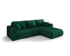 Canapé d'angle MILO PREMIUM Droite en velours vert avec fonction couchage