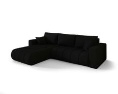 Canapé d'angle MILO PREMIUM Gauche en sénile noir avec fonction couchage