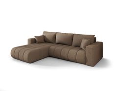 Canapé d'angle MILO PREMIUM Gauche en velours brun avec fonction couchage