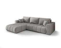 Canapé d'angle MILO PREMIUM Gauche en velours gris clair avec fonction couchage