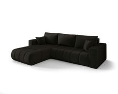 Canapé d'angle MILO PREMIUM Gauche en velours gris foncé avec fonction couchage