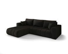 Canapé d'angle MILO PREMIUM Gauche en velours noir avec fonction couchage