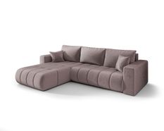 Canapé d'angle MILO PREMIUM Gauche en velours rose foncé avec fonction couchage