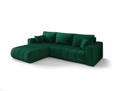 Canapé d'angle MILO PREMIUM Gauche en velours vert avec fonction couchage