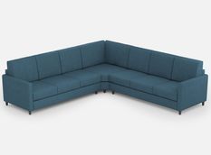 Canapé d'angle moderne italien tissu bleu Korane - 5 tailles