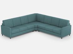 Canapé d'angle moderne italien tissu bleu pétrole Korane - 5 tailles