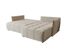 Canapé d'angle ONIL Droite en velours beige avec fonction couchage